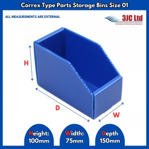 Correx Type Parts Storage Bins Size 01